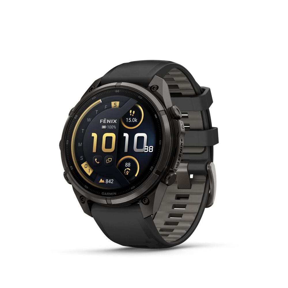 Garmin fenix 9 Pro 47mm Carbon Gray DLC Titanium Black/Pebble Grey Silicone Strap Watch
