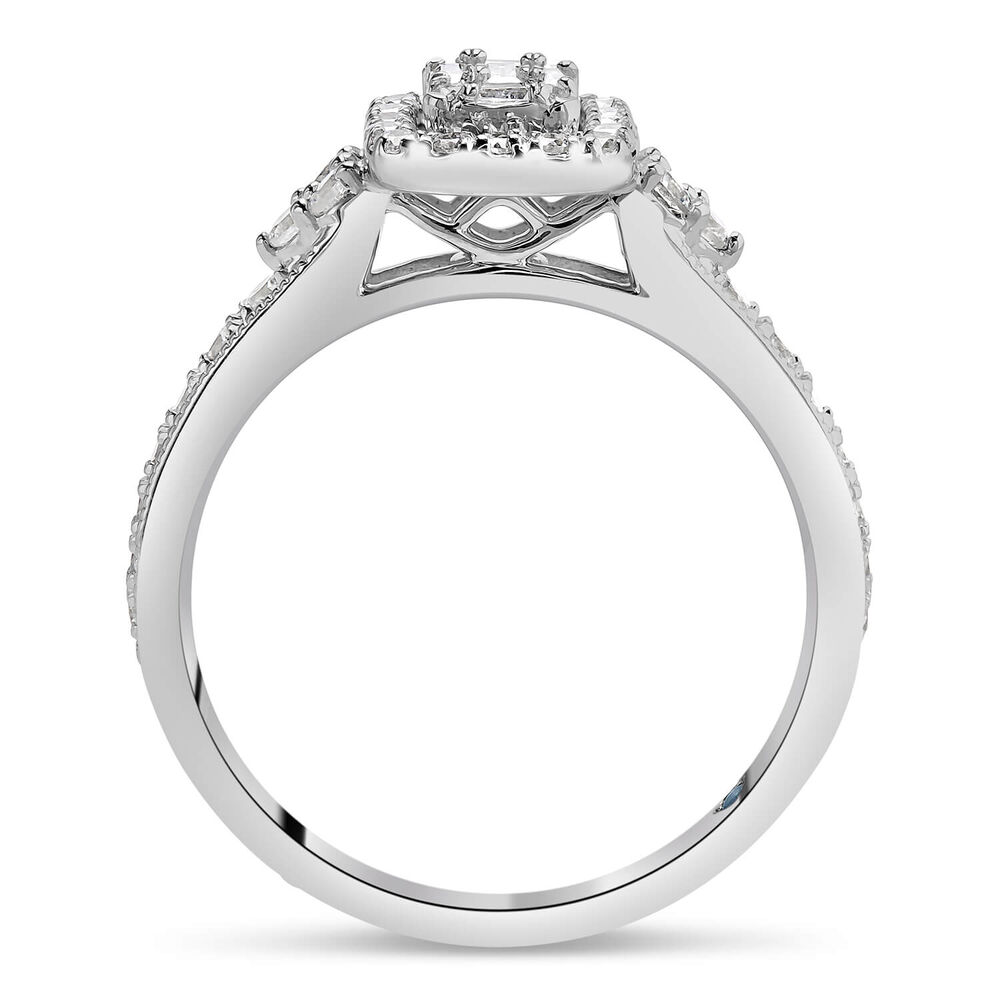Kathy De Stafford 18ct White Gold ''Keelin'' Rectangular Cluster & Pave Shoulders 0.50ct Ring image number 2