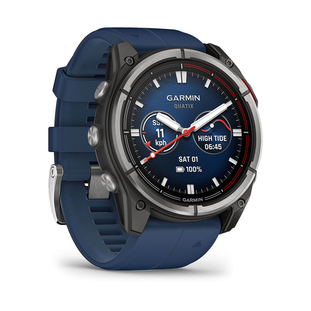 Garmin quatix 8 AMOLED 51mm Dial Blue Silicon Strap Watch image number 2
