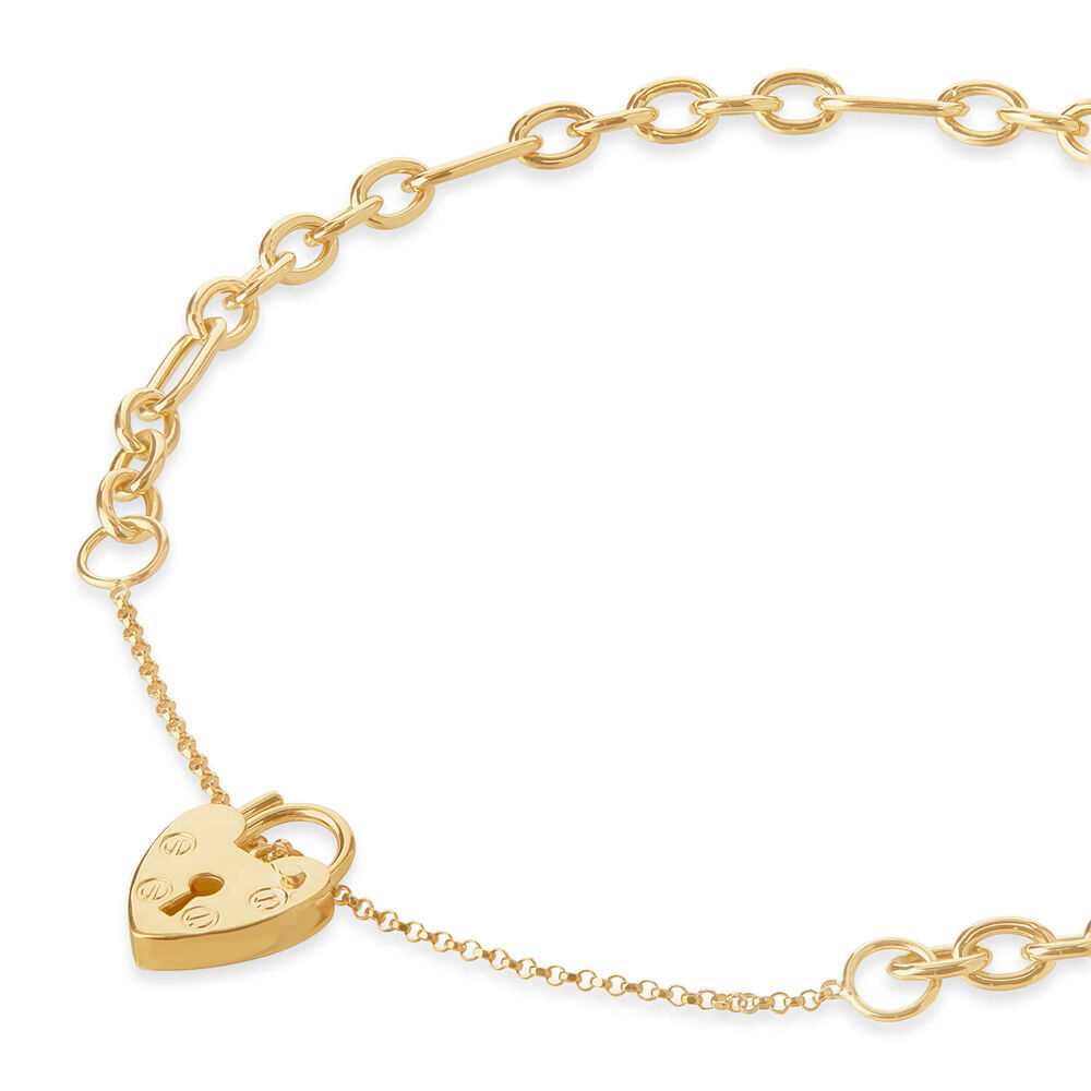 9ct Yellow Gold Belcher Link Chain With Padlock Bracelet