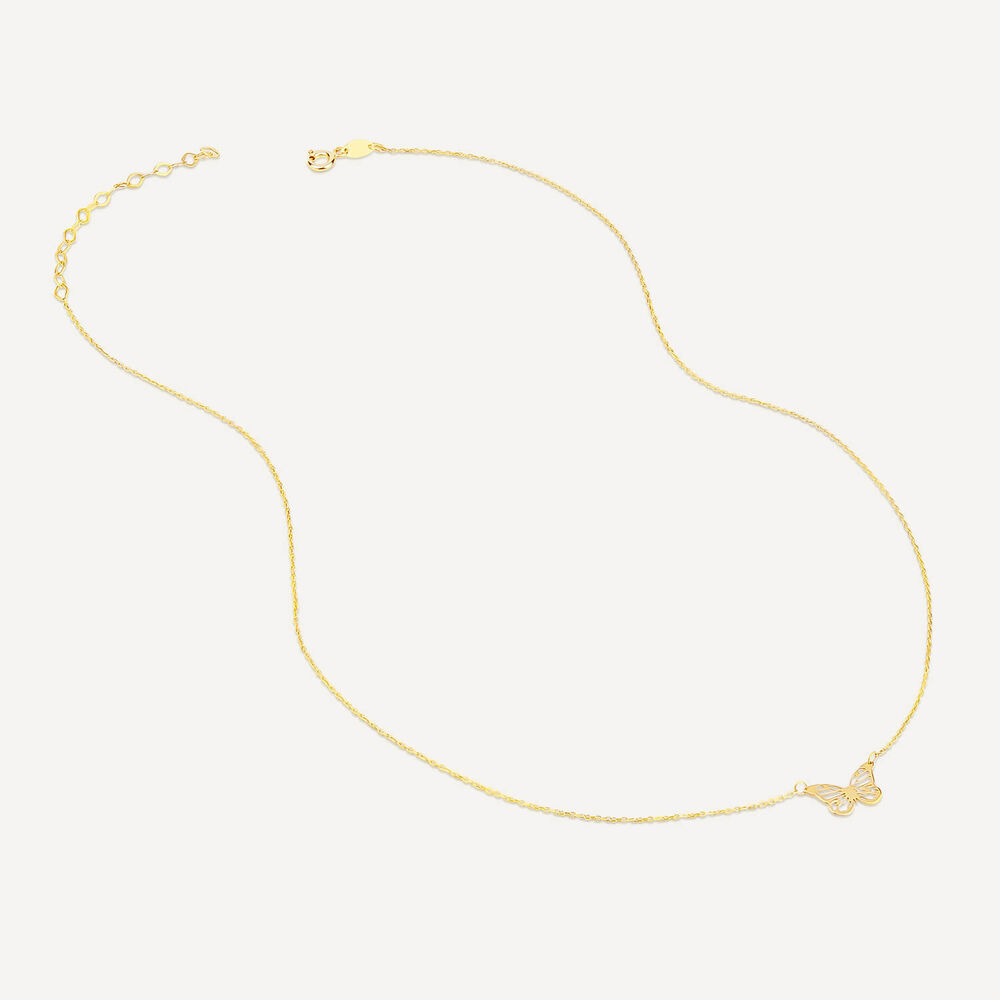 9ct Yellow Gold Small Polished Butterfly Necklet image number 3