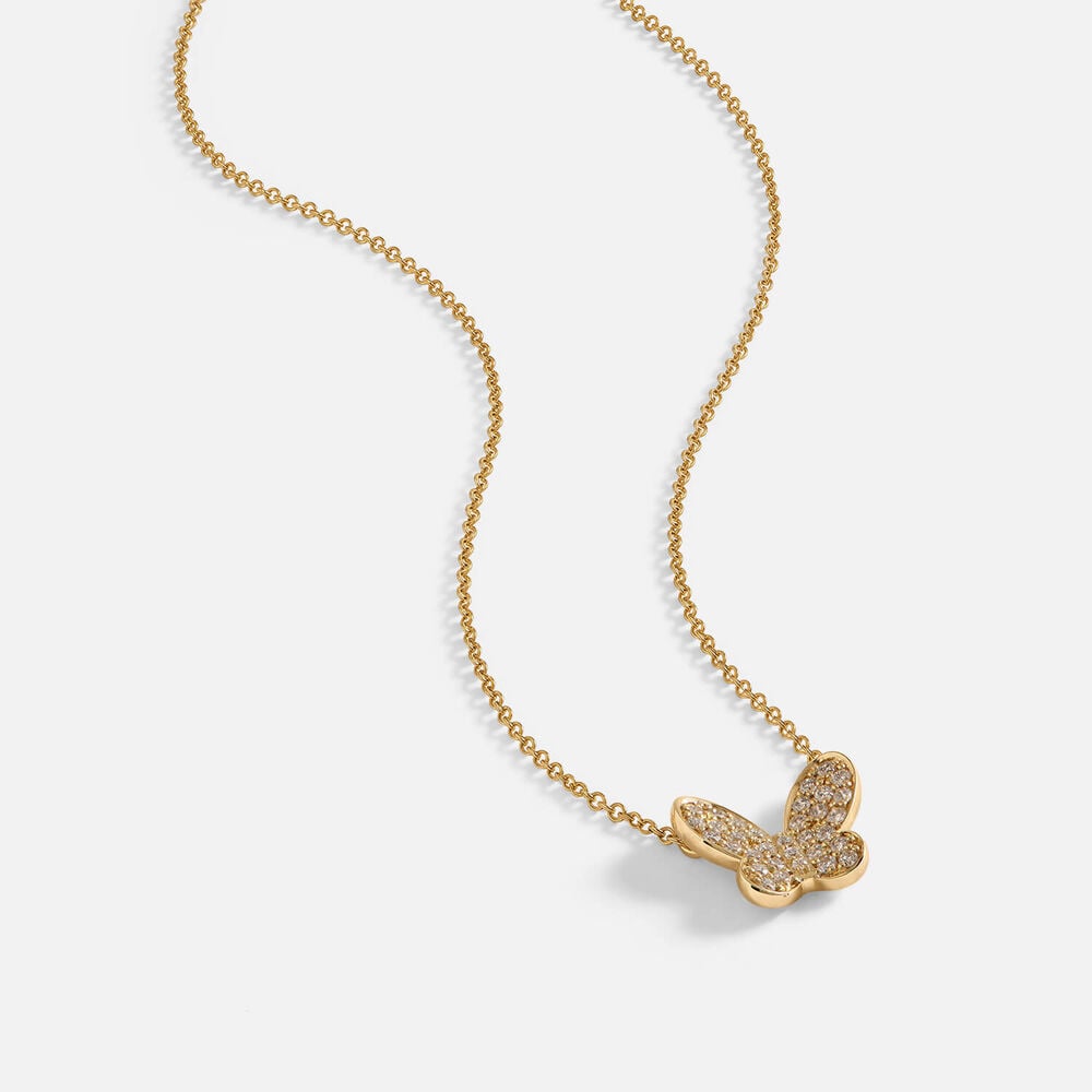 Yellow Gold Plated Vermeil Sterling Silver 0.25ct Lab Grown Diamond Butterfly Necklet