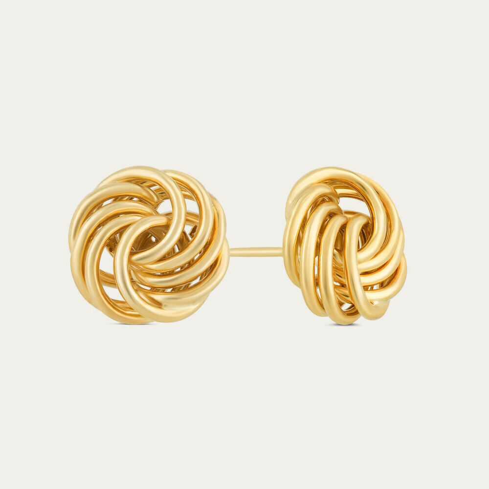 9ct Yellow Gold Multi Circle Knot Stud Earrings