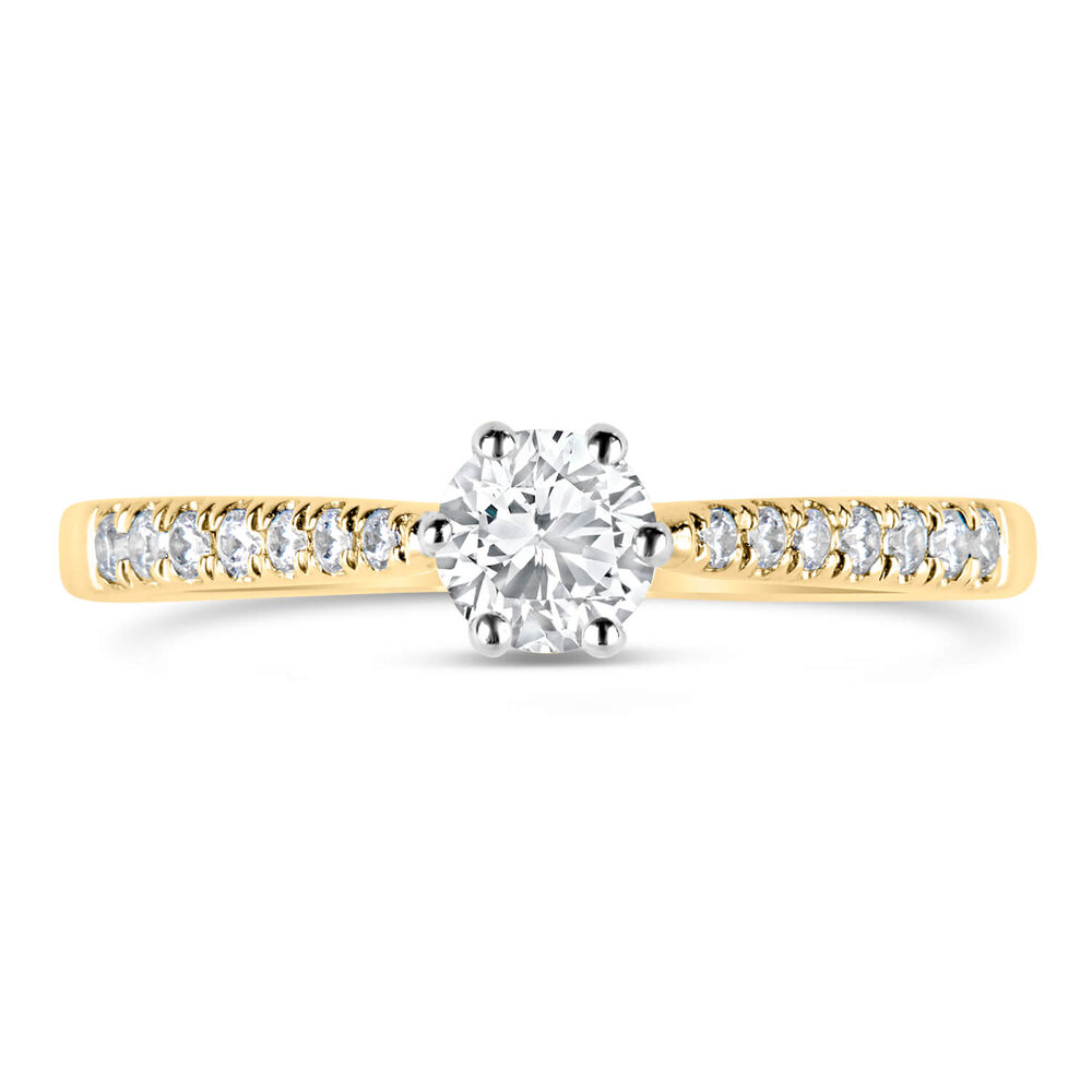 Kathy De Stafford 18ct Yellow Gold ''Simone'' 6 Stone Diamond Solitaire Shoulders 0.50ct Ring image number 1