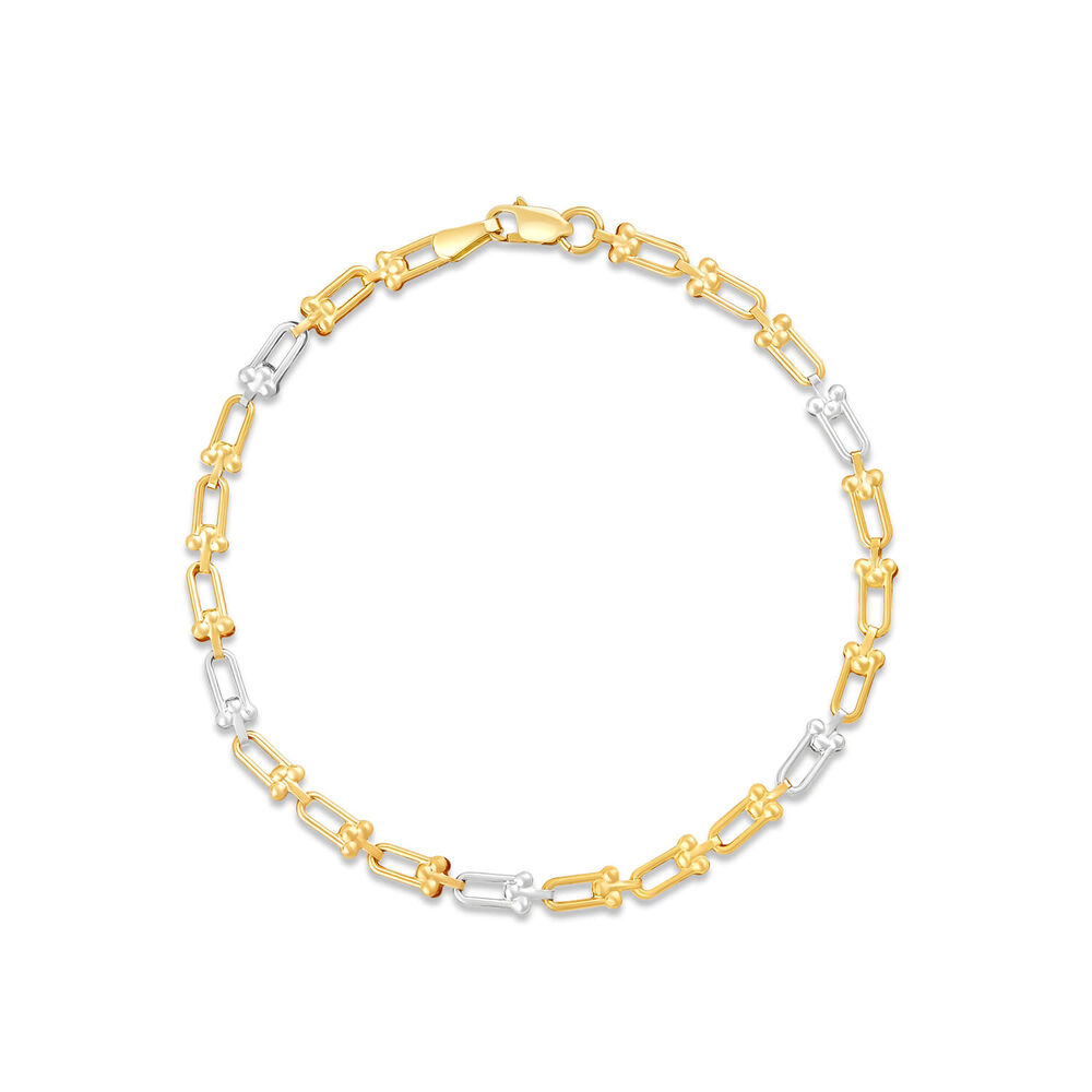 9ct Yellow & White Gold Stirrup Bracelet image number 0