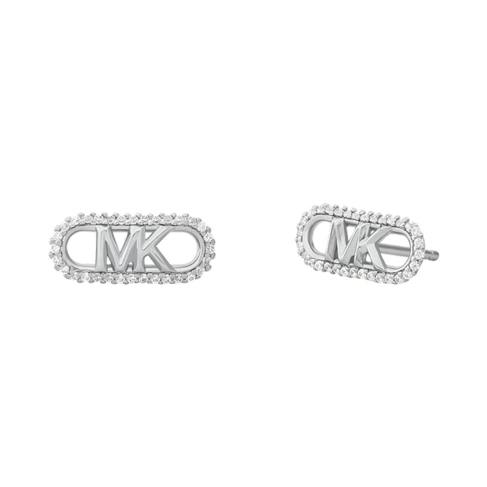 Michael Kors Statement Cubic Zirconia Sterling Silver Logo Stud Earrings