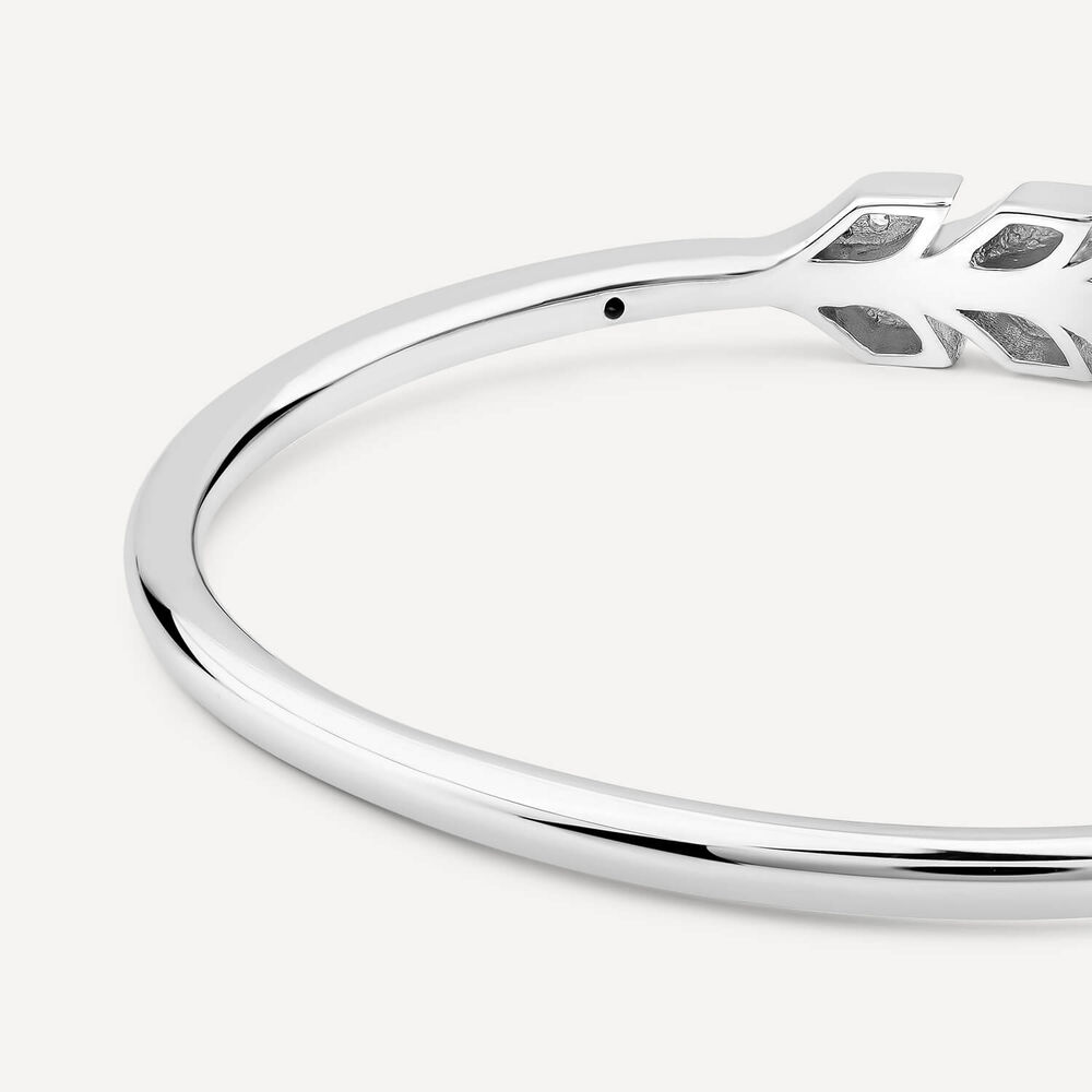 Sterling Silver Cubic Zirconia Opened Laurel Styled Bangle image number 2