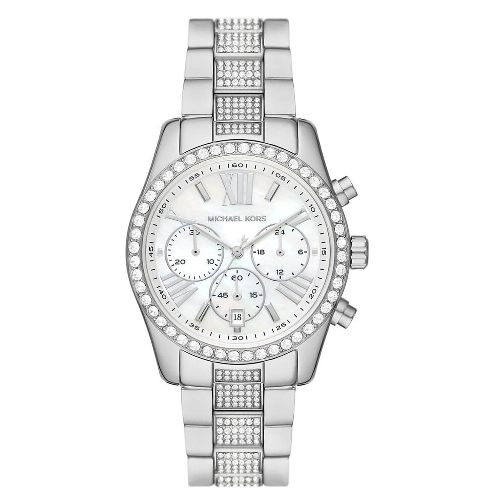 Michael Kors Lexington 38mm Chronograph Silver Dial Bracelet Watch