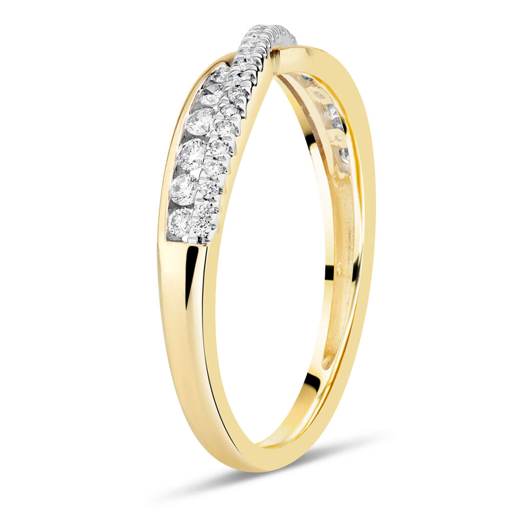 9ct Yellow Gold 0.25 Carat Diamond Claw & Channel Crossover Ring image number 3
