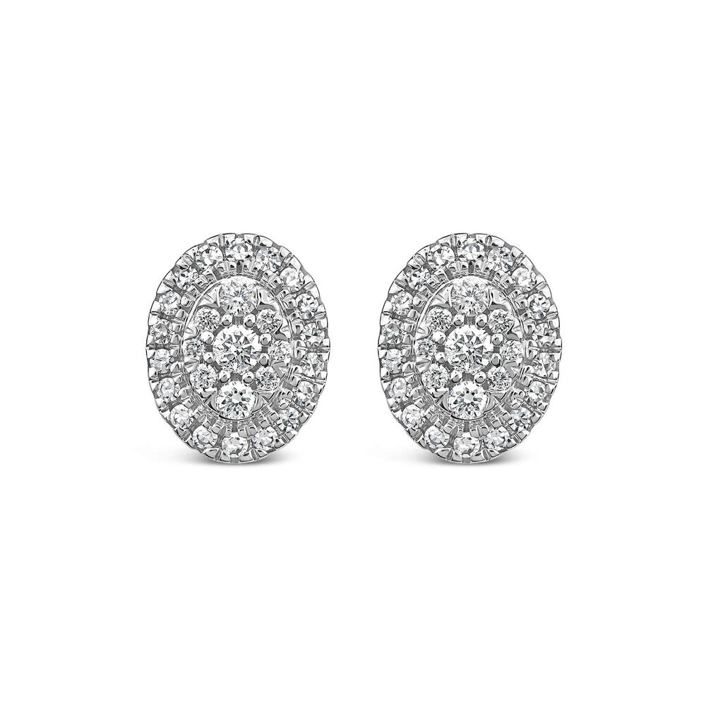 9ct Yellow Gold 0.25ct Diamond Cluster Oval Stud Earrings