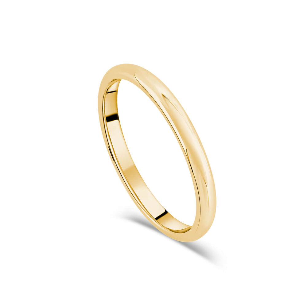 9ct Yellow Gold 2mm Plain Band D-Shape Ring