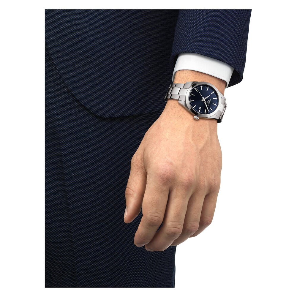 Tissot Gentleman 40mm Blue Dial Steel Case Bracelet Watch