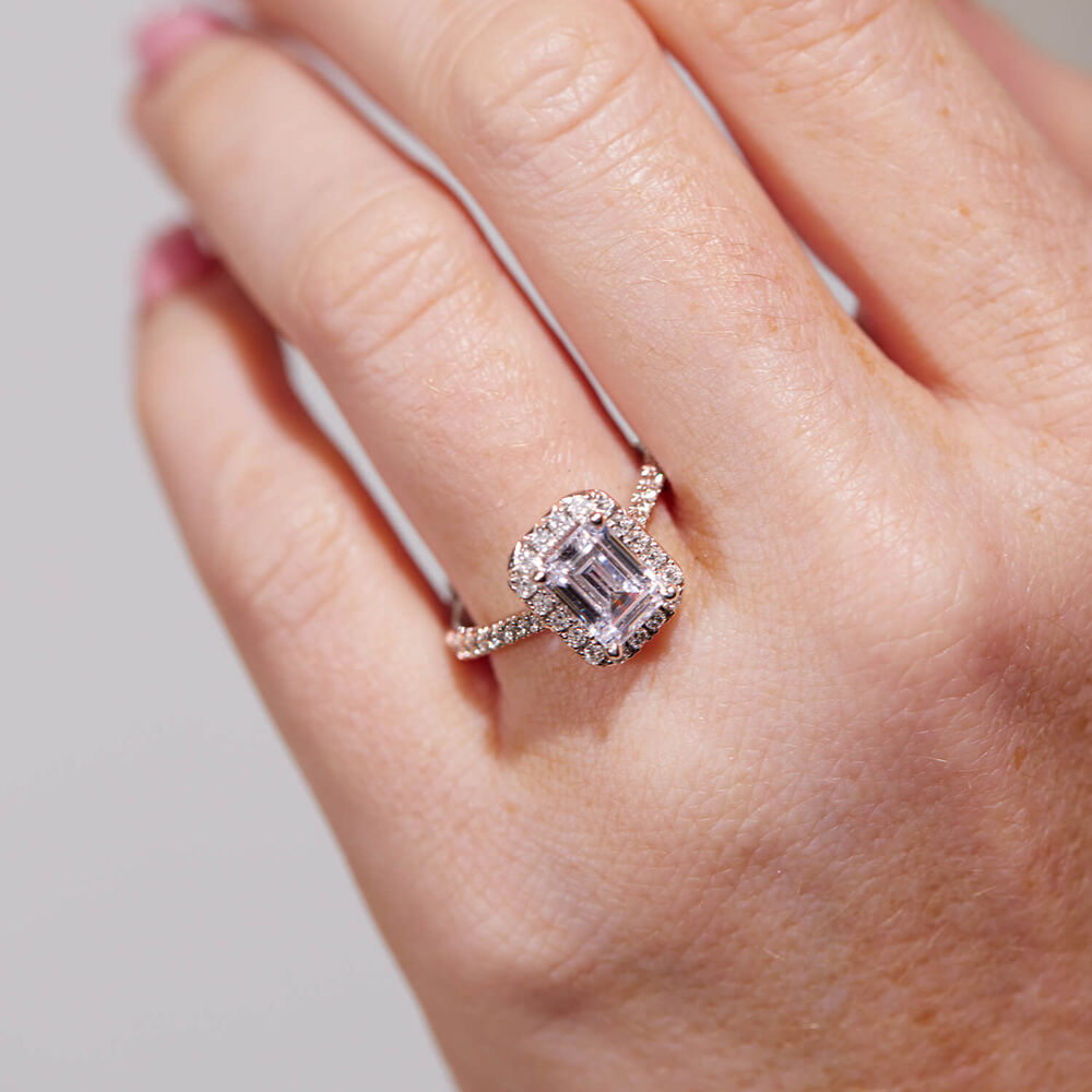 Born Platinum Lab Grown 2.13ct Emerald & Diamond Sides Ring image number 4