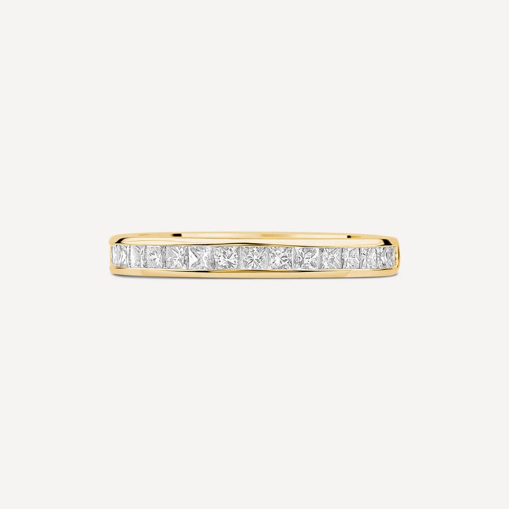9ct Yellow Gold 2.5mm 0.45ct Princess Cut Diamond Wedding Ring- (Special Order)
