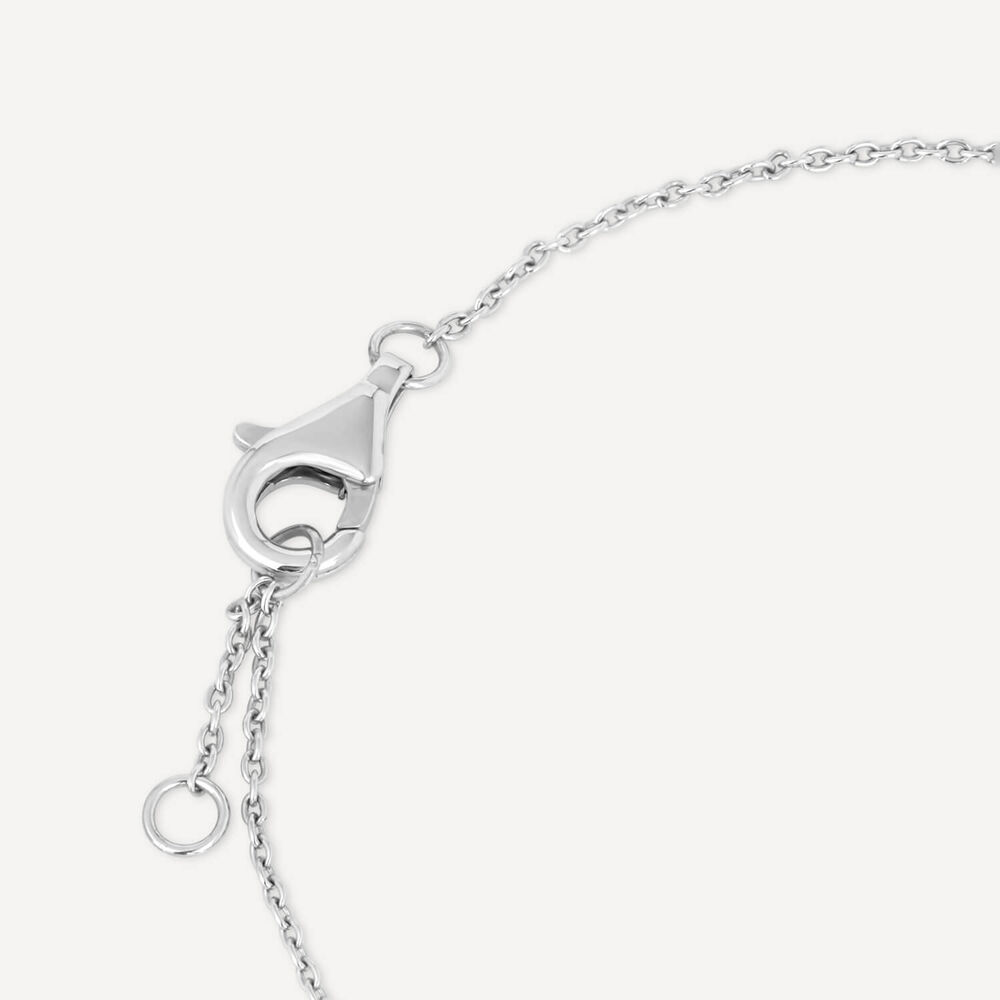 Sterling Silver Three Centered Pearl and Cubic Zirconia Chain Bracelet image number 4
