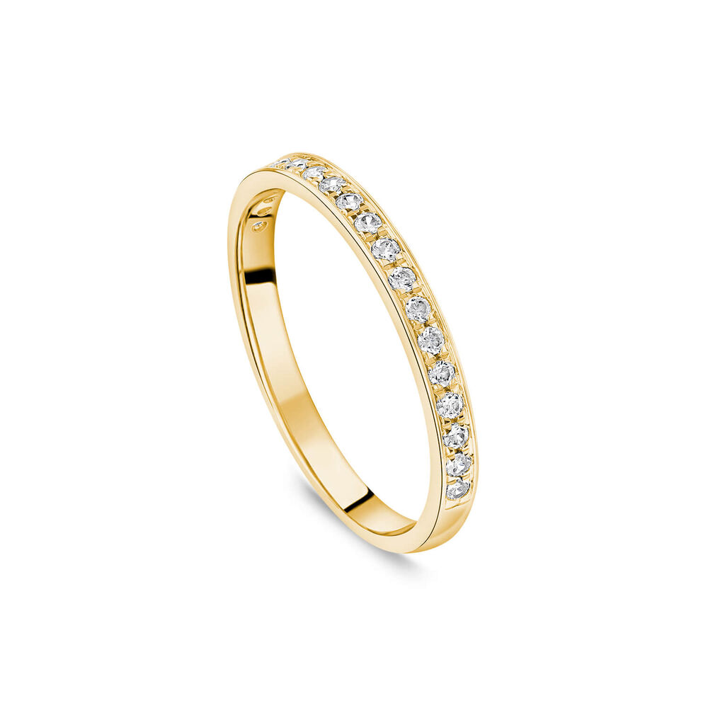 18ct Yellow Gold 2mm 0.15ct Diamond Pave Wedding Ring image number 0