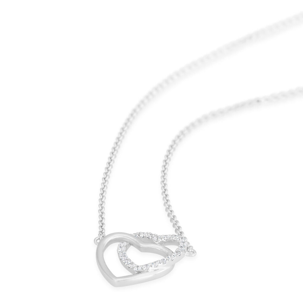 Ladies Sterling Silver Interlocking Heart Necklace image number 2