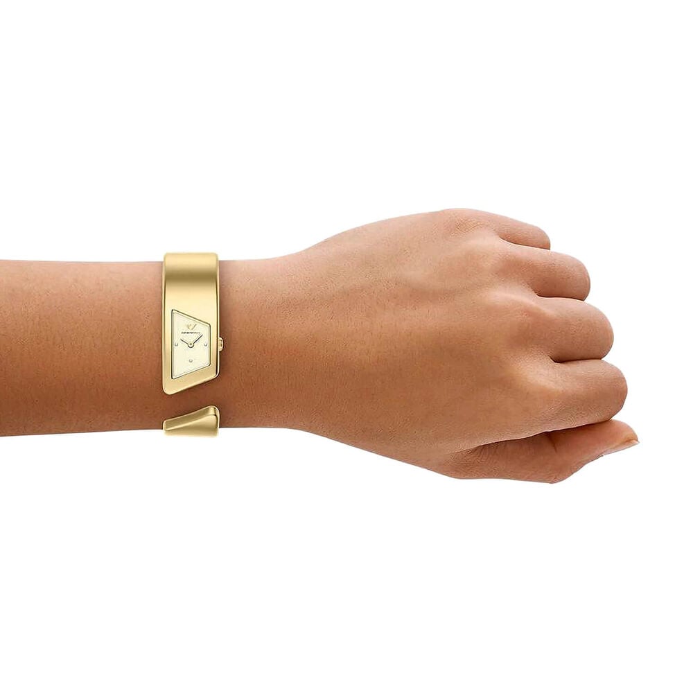 Emporio Armani 20mm Pale Gold Dial Gold Tone Stainless Steel Bangle Bracelet Watch