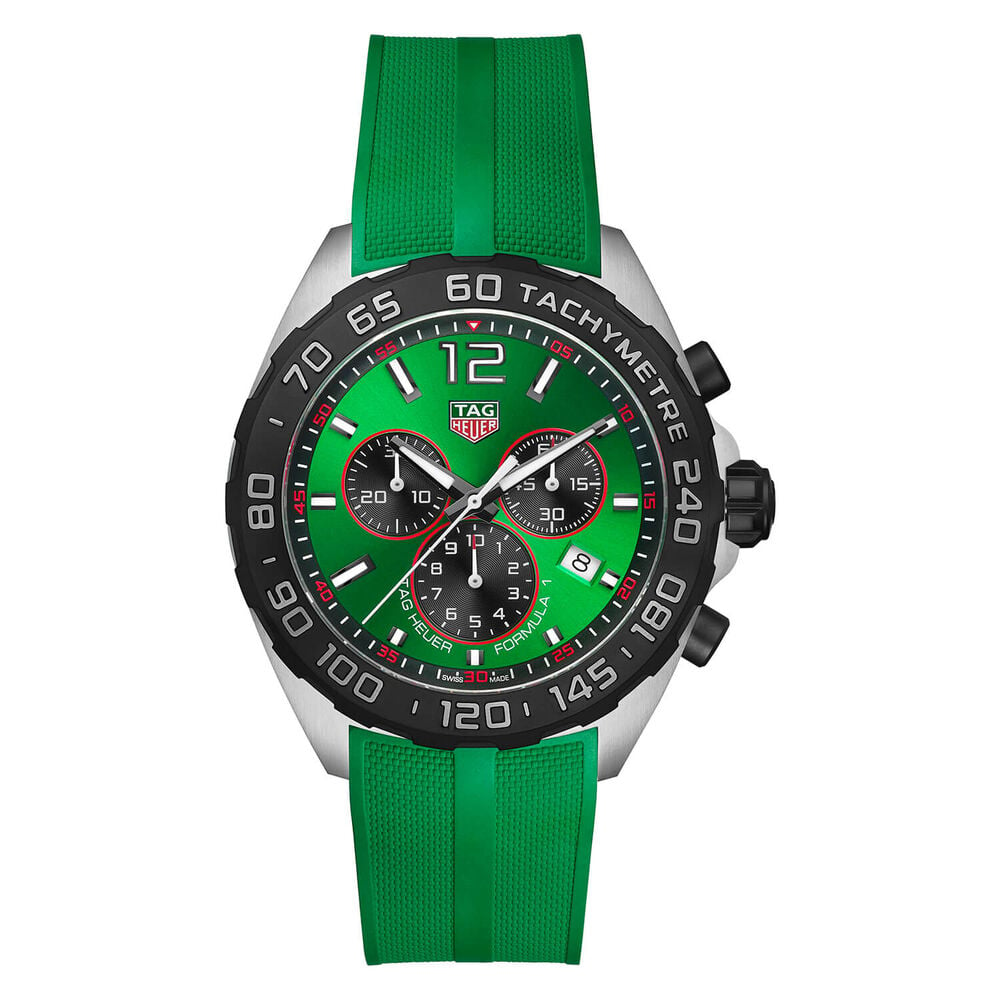 TAG Heuer Formula 1 Chronograph Quartz 43mm Green Dial Green Strap Watch image number 0