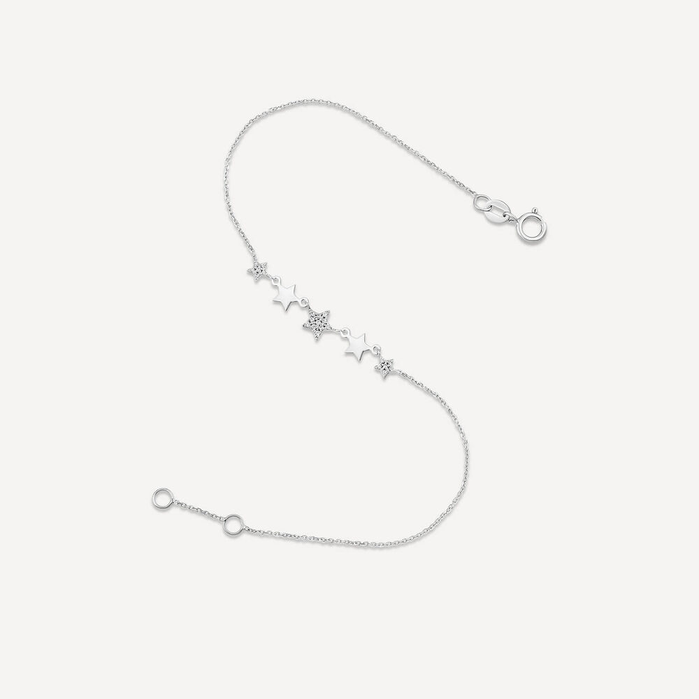 9ct White Gold Polished & Cubic Zirconia Stars Bracelet image number 3