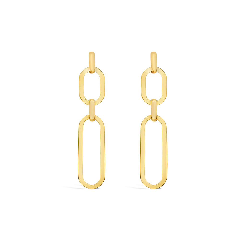 Sterling Silver Yellow Gold Plated Large Paperlink Drop Earrings