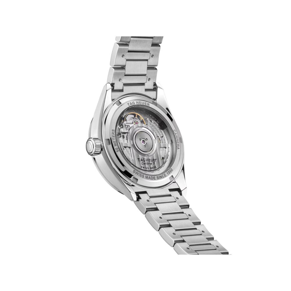 TAG Heuer Carrera Date 36mm Pink Dial Diamond Dots Steel Bracelet Watch image number 3