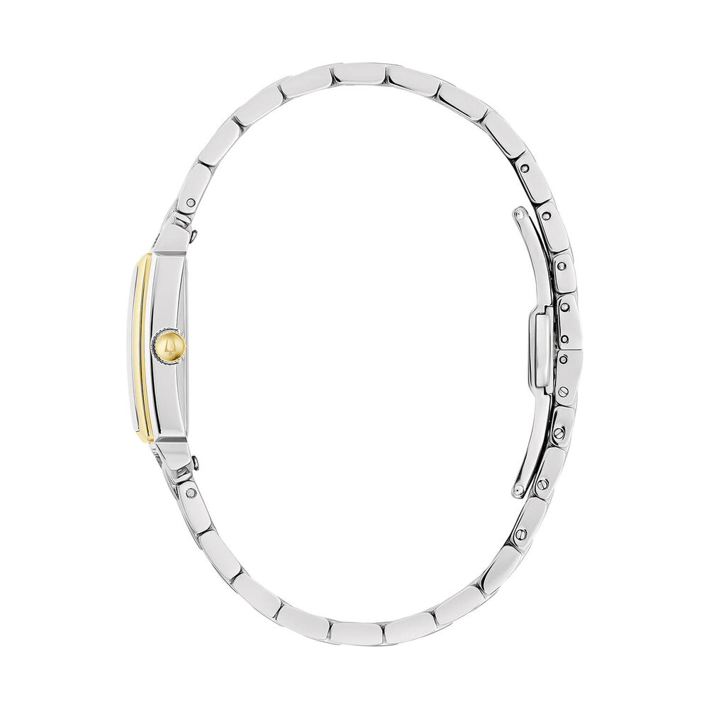 Bulova Sutton 21x33mm Mother of Pearl Dial Diamond Dots Two Tone Steel Bracelet Watch image number 2