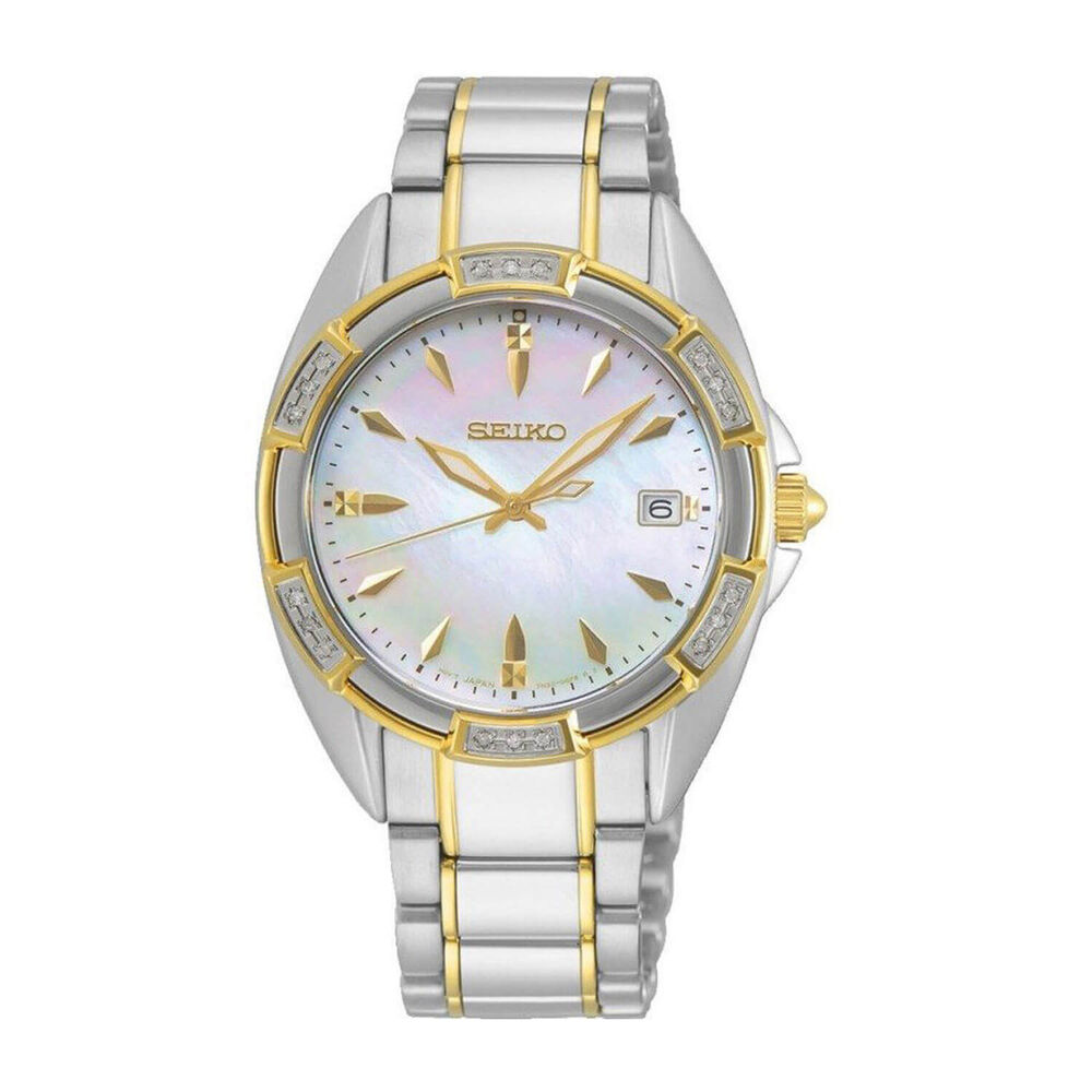 Seiko Mother Of Pearl Dial Diamond Two Tone Bracelet Watch
