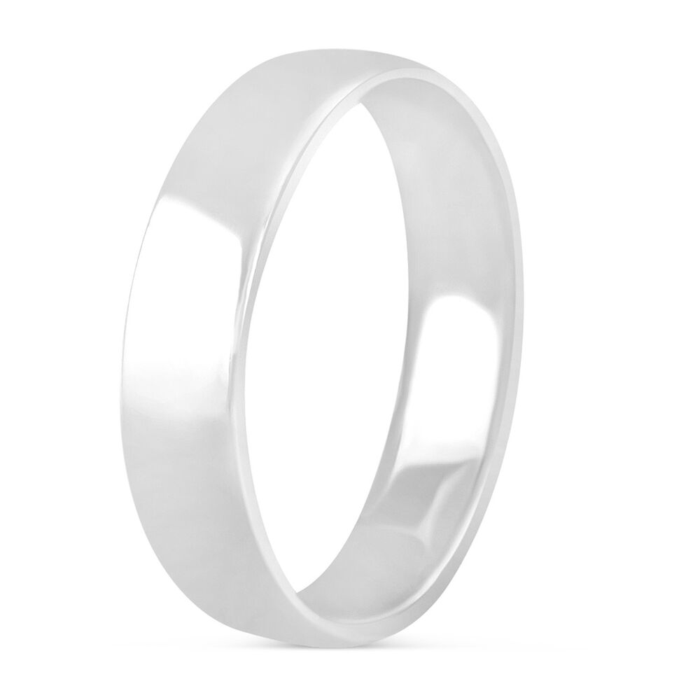 9ct White Gold Plain Men's 5mm Wedding Ring image number 3