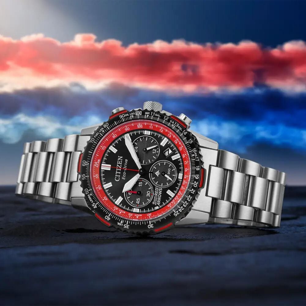 Citizen Promaster Red Arrows Air Navihawk 40mm Black Dial Steel Bracelet Watch