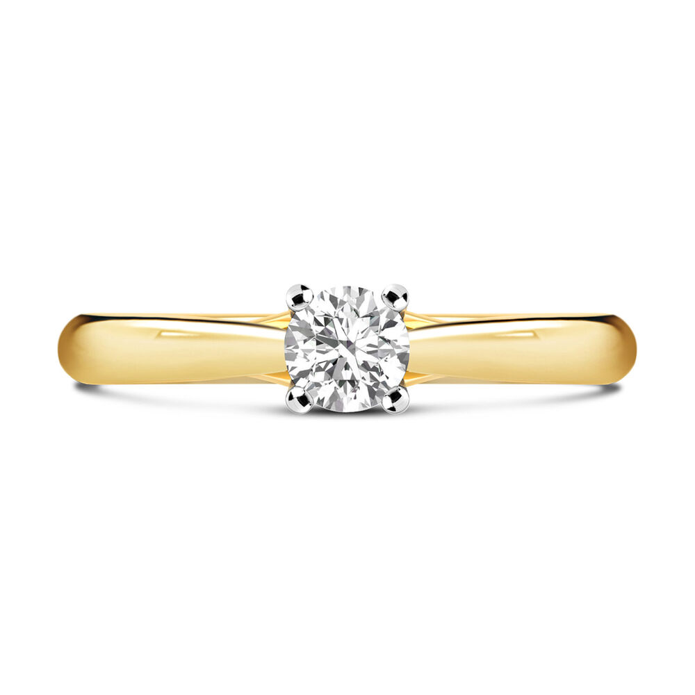 18ct Yellow Gold 0.40ct Round Diamond Orchid Setting Ring image number 1