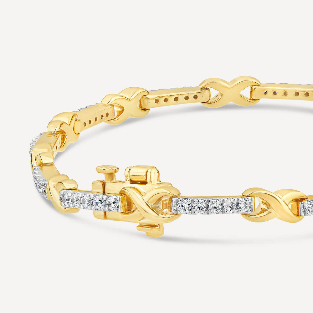 9ct Yellow & White Gold 1.00ct Diamond Kiss Bracelet image number 4