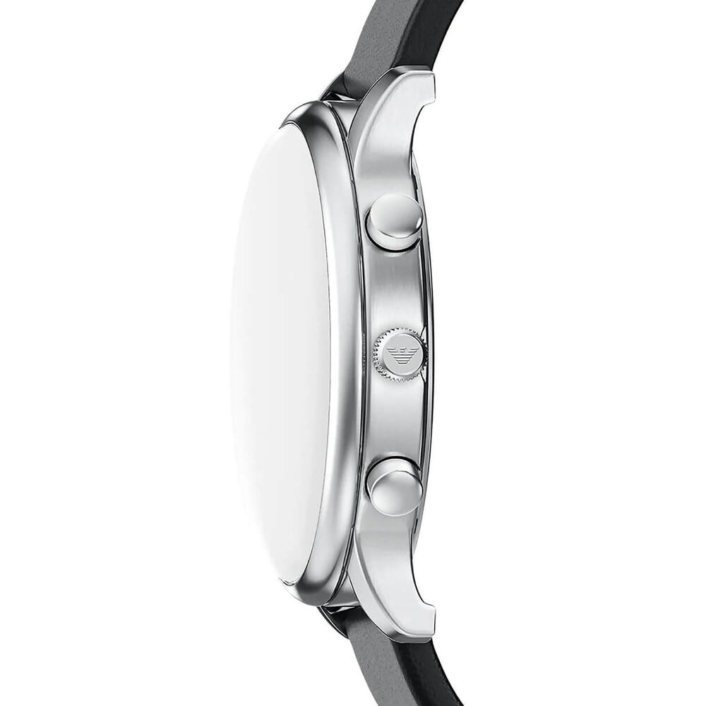 Emporio Armani Minimalist 42mm Black Dial Black Leather Strap Chronograph Watch