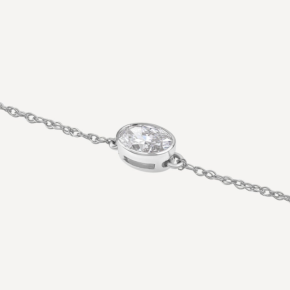 Born Kissed with Diamonds 9ct White Gold Lab Grown 0.20ct Oval Diamond Chain Bracelet image number 2