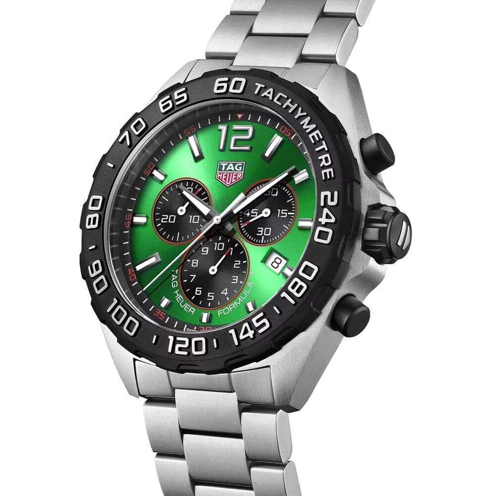 TAG Heuer Formula 1 Quartz Chronograph 43mm Green Dial Stainless Steel Bracelet Watch