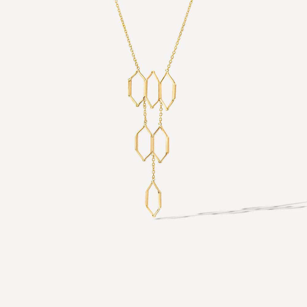 9ct Yellow Gold Diamond Shaped Links Necklet image number 1