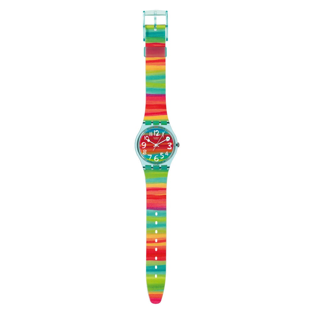 Swatch Colour the Sky 34mm Multi Colour Dial Rubber Strap Watch