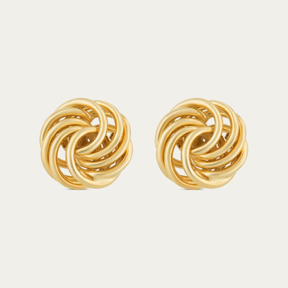 9ct Yellow Gold Multi Circle Knot Stud Earrings