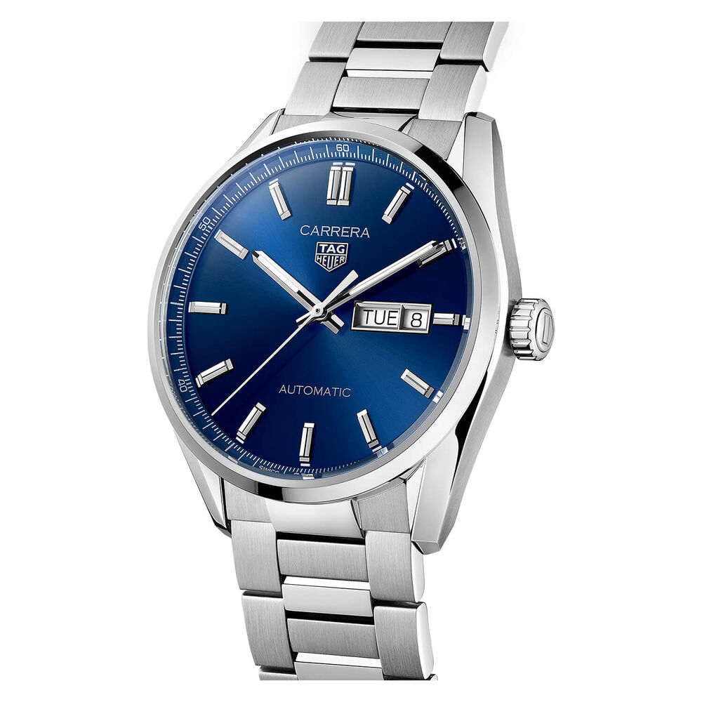 TAG Heuer Carrera Day-Date 41mm Blue Dial Stainless Steel Bracelet Watch image number 1