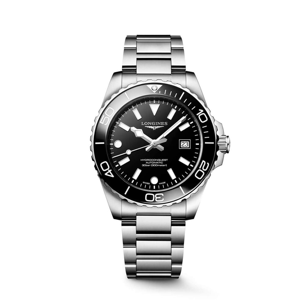 Longines HydroConquest 42mm Black Dial & Bezel Steel Bracelet Watch