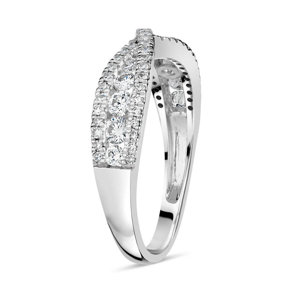 9ct White Gold 0.50ct Diamond Crossover Ring image number 7