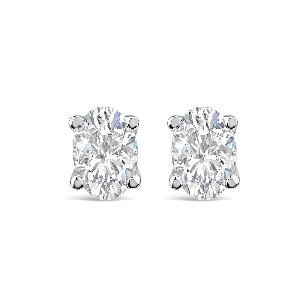 Born 9ct White Gold Lab Grown 0.50ct Diamond Oval Stud Earrings