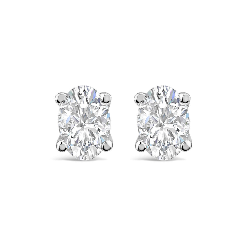 Born 9ct White Gold Lab Grown 0.50ct Diamond Oval Stud Earrings image number 0