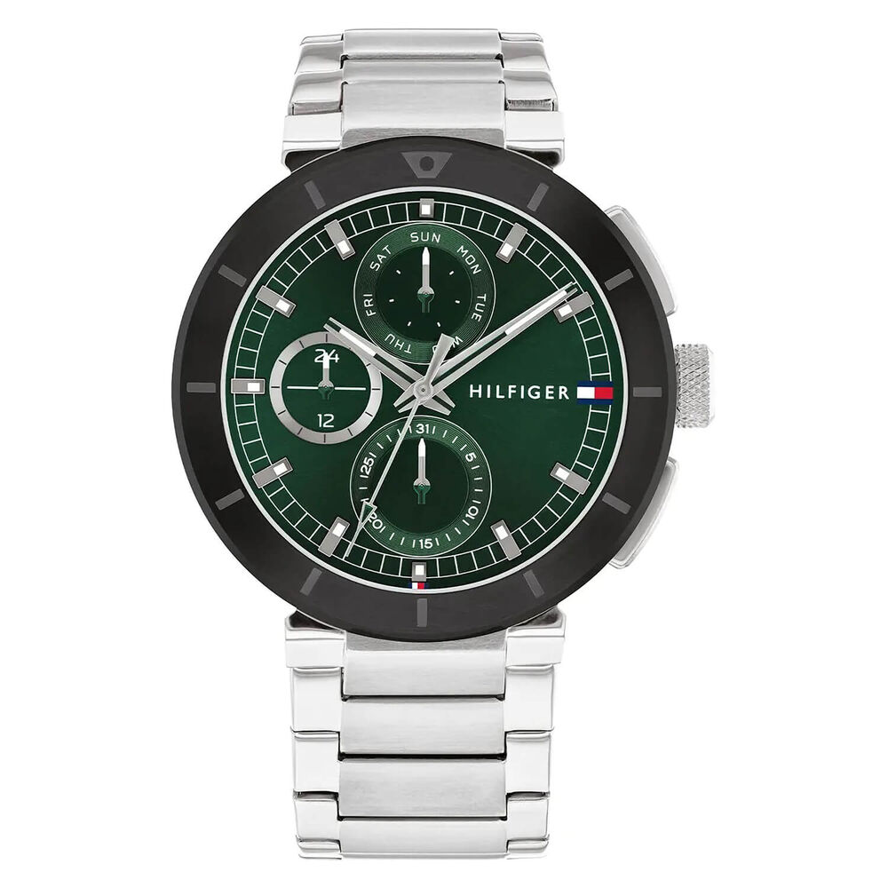 Tommy Hilfiger Chronograph 44mm Green Dial Steel Bracelet Watch image number 0