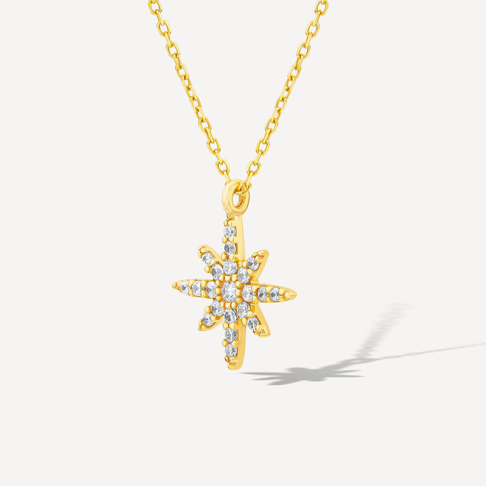 9ct Yellow Gold Northern Star Cubic Zirconia Set Pendant image number 3