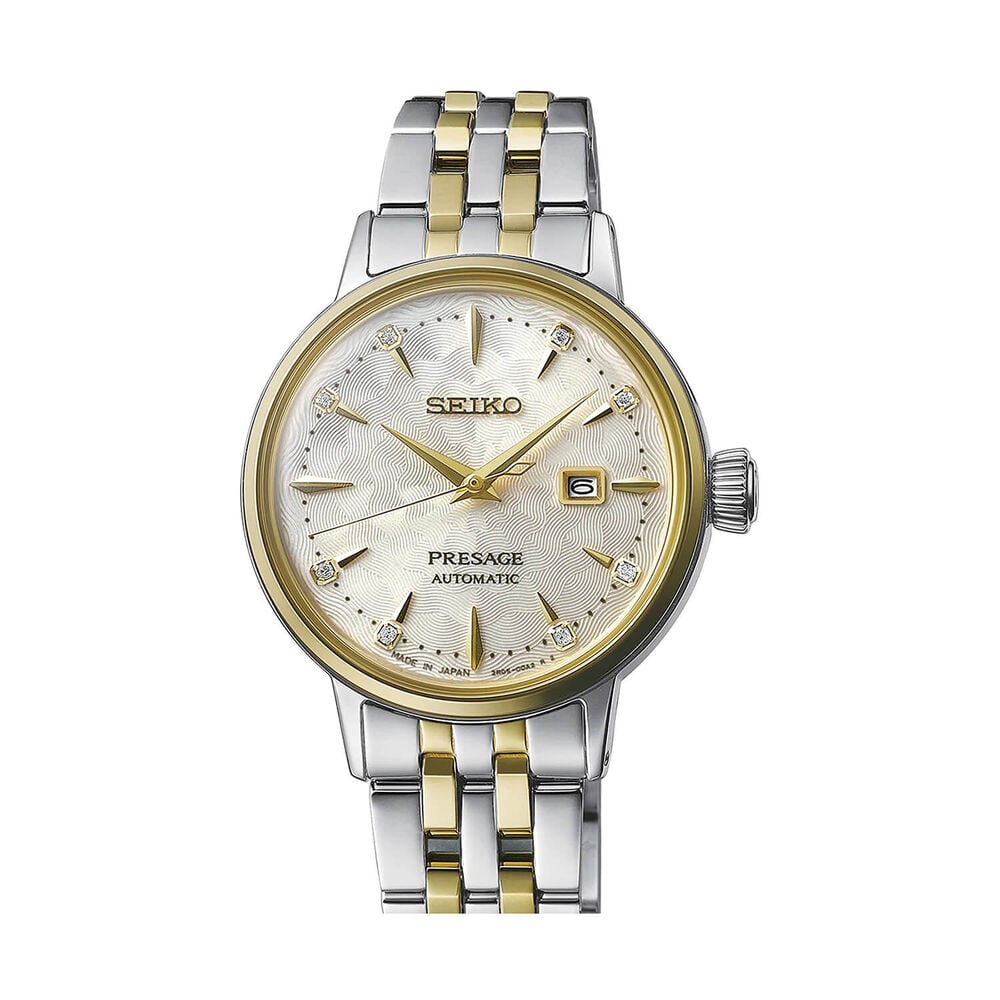 Seiko Presage Cocktail Time 'White Lady' 30mm Beige Dial Two Tone Steel Bracelet Watch