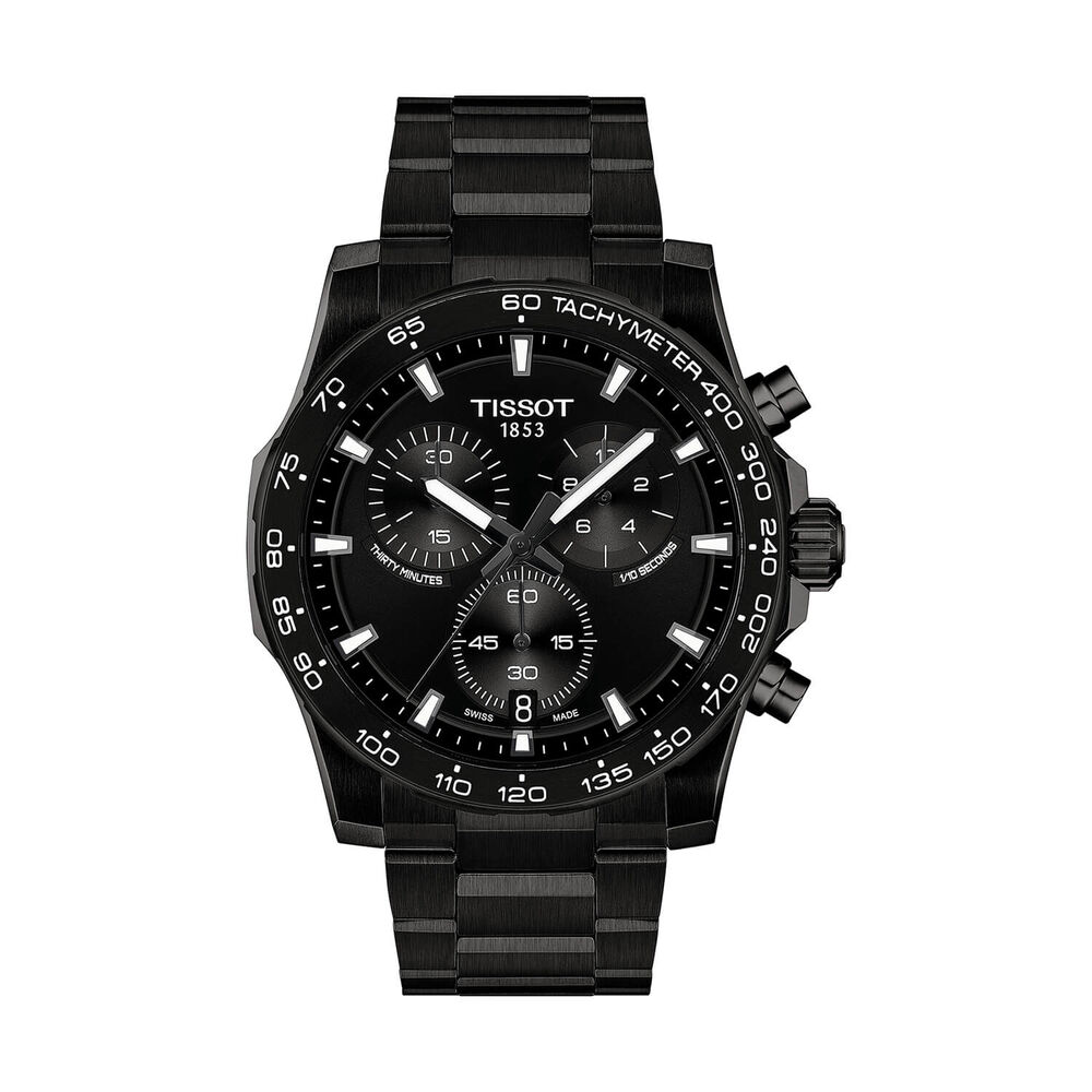 Tissot Supersport Chrono 42mm Black Dial Black PVD Steel Bracelet Watch