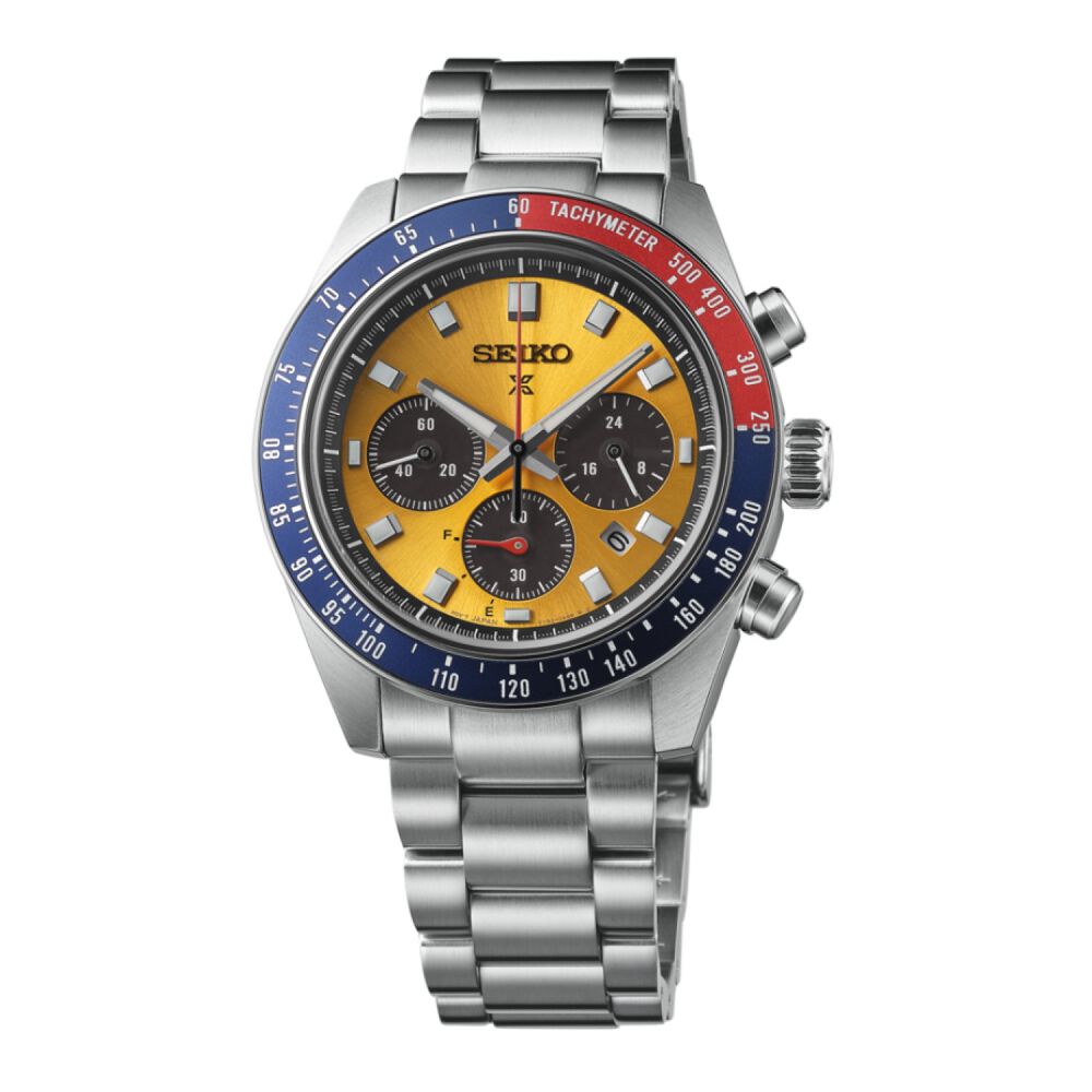 Seiko Prospex 'Pogue' Solar Chronograph 1969 Re-interpretation 41mm Orange Dial Bracelet Watch