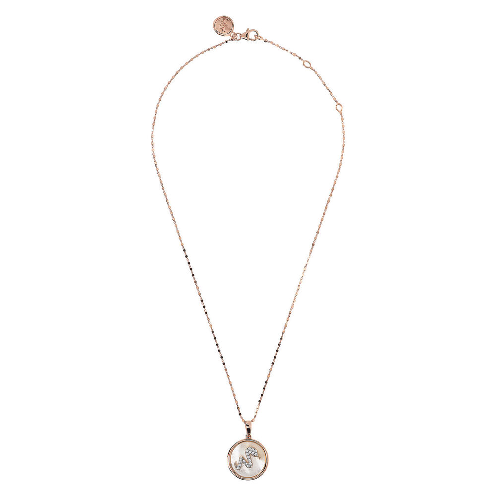 Bronzallure Alba Collection Snake Mother Of Pearl Disc Pendant 18' Ladies Necklace
