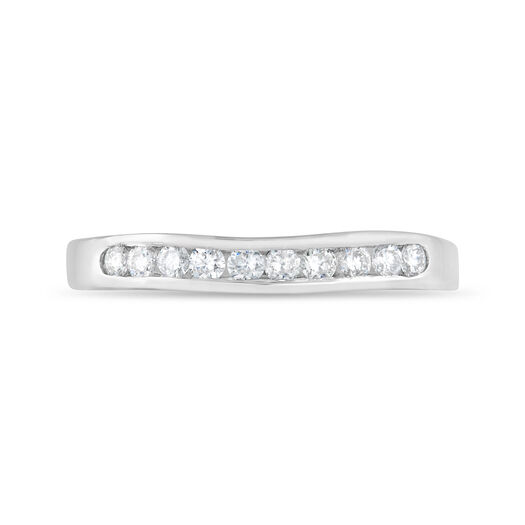 18ct White Gold Shaped Diamond Set 2mm Wedding Ring